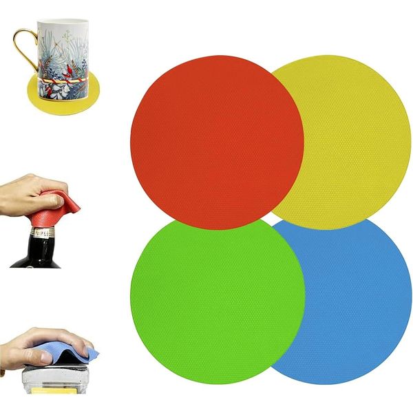 4 in 1 Bottle Opener with Non Slip Rubber Jar Gripper Pad for Arthritis Weak