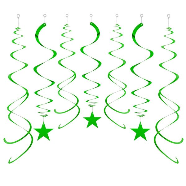 Aimto Green Party Star Swirl Decorations,Foil Ceiling Hanging Swirl Streamers Decorations,Pack of 20.