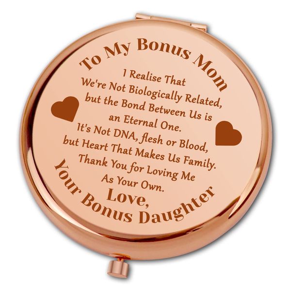 Ximalun Bonus Mum Gifts - Compact Makeup Mirror for Mother, Stepmother, or Unbiological Mum - Christmas, Birthday, Wedding