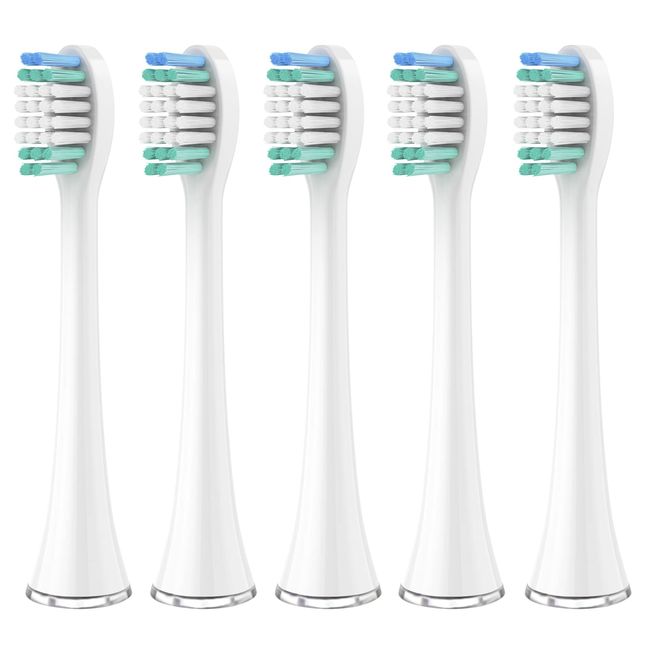 Replacement Toothbrush Heads Compatible with AquaSonic Black Series, Vibe Series, Black Series Pro,and for Duo Series Pro Electric Toothbrush White, Pack of 5