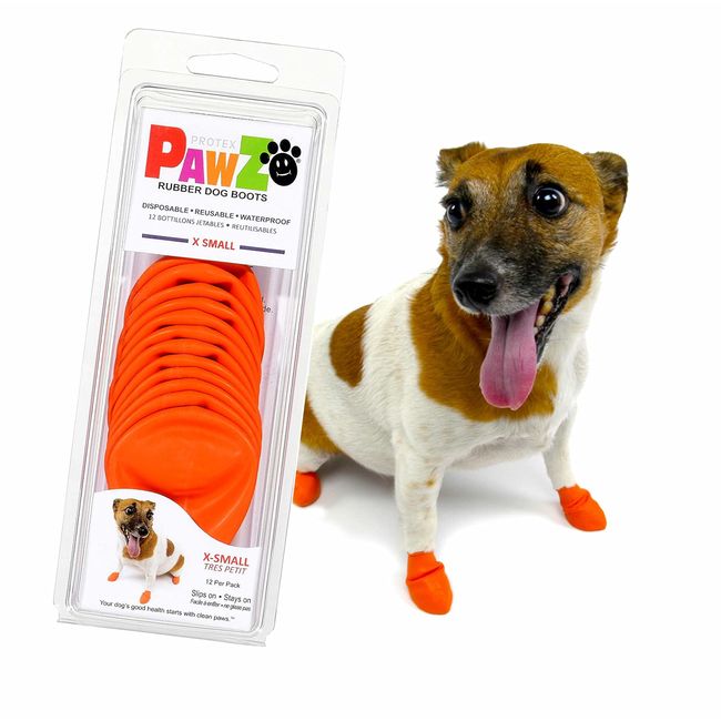 Pawz Orange Water-Proof Dog Boot, X-Small, Up to 2-Inch