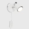 MiniSun Modern White and Chrome Single Adjustable Wall Spotlight with Practical Plug, Cable and Switch
