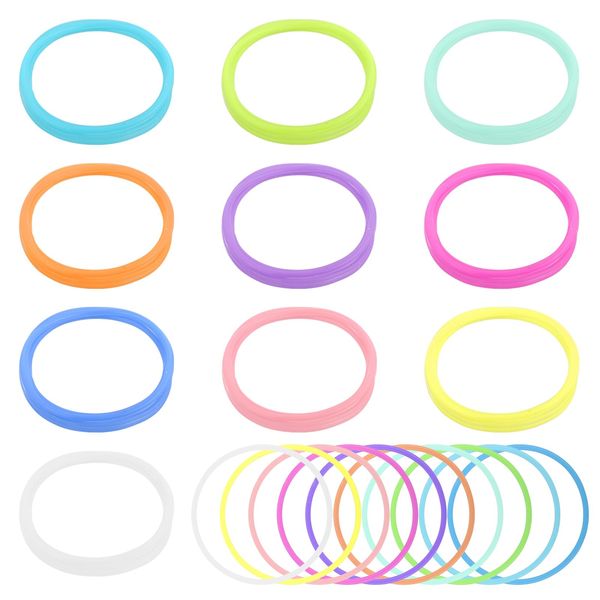 30PCS Silicone Jelly Bracelets 80s Jelly Bracelets Neon Jelly Bracelets Stretchable Bracelets Bands Nonluminous Rubber Bracelets 80's Hair Ties