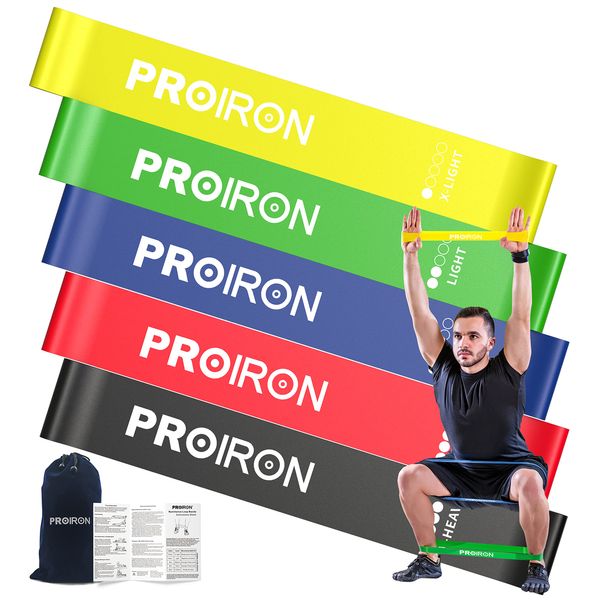 PROIRON Resistance Bands, Resistant Bands, Exercise Bands Resistance for Women and Men, Stretch Bands for Exercise, Gym Bands Set of 5 with Guide and Carrying Bag