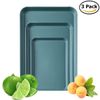 Pack of 3 rectangular trays, kitchen decorative trays, plastic tray, rectangular green, serving tray, plastic rectangular, for kitchen, hotel, school, lunch and cafeteria trays (green)