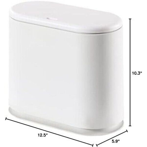 Slim Plastic Trash Can with Press Top Lid,2.6 Gallon/10 Liter Garbage Can