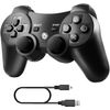 Diswoe Controller for PS-3, Wireless Bluetooth Controller Gamepad Joystick, Double Vibrating Controller for Play_station 3 with Charger Cable Cord Thump Grips