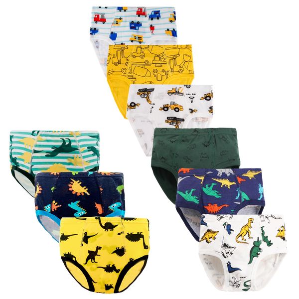 JackLoveBriefs Boys' Briefs Dinosaur Truck toddler underwear boys(Pack of 9,8-9 years, MULTICOLOR,Size:140)