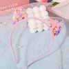 TseenYi Cute Headband Non-slip Cat Ears with Floral Paper Headdress Fashion Hairpin Headwear Headpiece Hair Accessories Jewelry for Women and Girls (Pink)