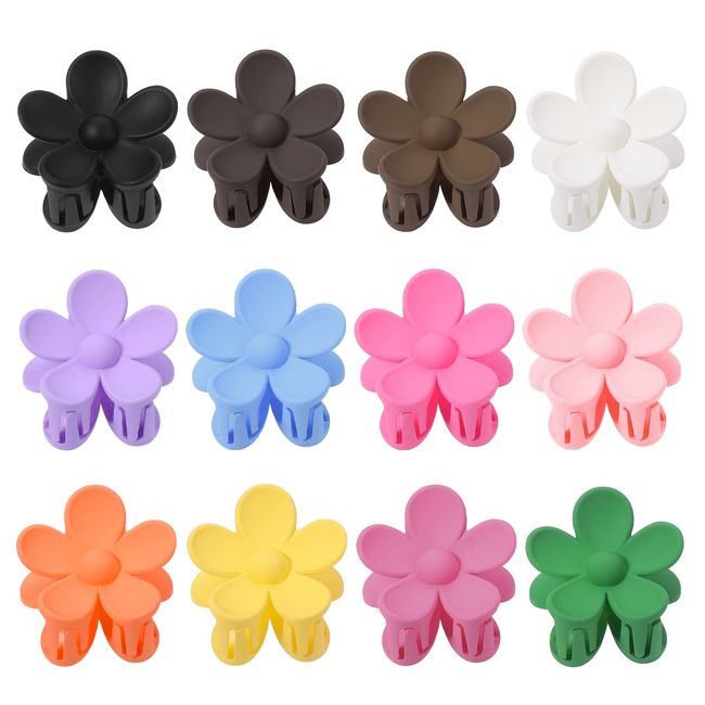 12PCS Small Flower Hair Claw Clips For Women Girls Matte Non Slip Cute Hair Claw Clips For Thin/Medium Thick Hair Strong Hold Hair Clips Tiny Hair Clips Hair Accessories Holiday Gifts