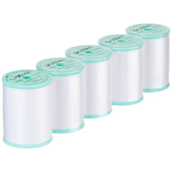 Brother 5 Pack EBTPE 90-Weight Embroidery Thread, White