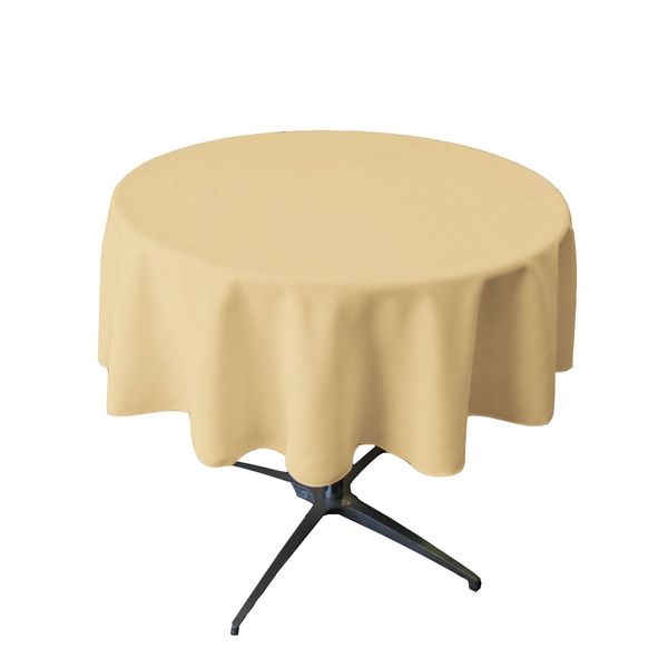 LA Linen Polyester Poplin Washable Round Tablecloth, Stain and Wrinkle Resistant Table Cover 58", Fabric Table Cloth for Dinning, Kitchen, Party, Holiday 58-Inch, Khaki, (TCpop58R_KhakiP33)