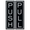 Push Pull Vertical Standard Door Sign w/Border (Black/Silver) - Medium