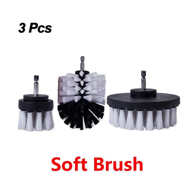 3pcs Sets Electric Scrubber Brush Drill Brush Kit Plastic Round