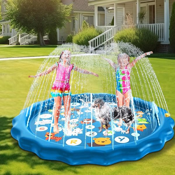 Splash Pad for Kids, TGKYK 67" Water Play Mat Outside, Alphabet Learning Kids Splash Pad, Sprinkle and Splash Play Mat, Inflatable Sprinkler Mat, Splash Pad Sprinkler for Kids Toddlers Boys Girls Pets