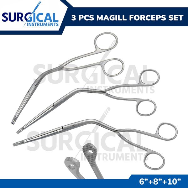 3 Pcs Magill Forceps 6" + 8" + 10" Set EMT Anesthesia Surgical Instruments