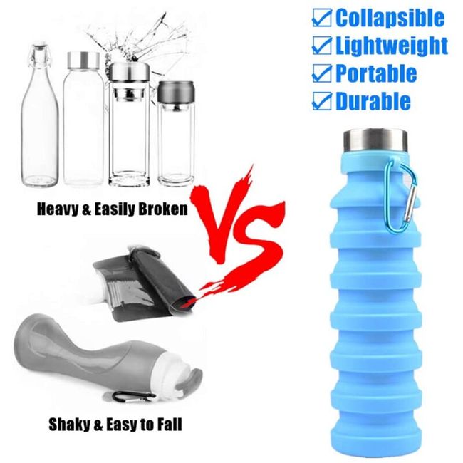 Folding Water Bottle 700ml Sports Travel Hiking Collapsible Lightweight  Drinking