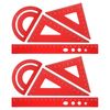 PATIKIL Triangular Ruler Set, 20cm Aluminum Metric Ruler, 45°60°Triangular Ruler and Protractor, 8 Packs, Red
