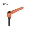 sourcing map 4pcs Adjustable Clamping Lever Handles M6 x 40mm Male Thread Bolt Knobs Rotating Screw Locking Quick Release Ratchet Push Button Handle, Orange