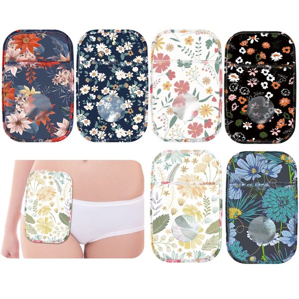 6 Pieces Ostomy Bag Covers Waterproof Ostomy Shower Cover Stretchy Lightweight Colostomy Bags Covers Shower Ostomy Wraps with Opening for Women Men Ileostomy Care Protector Odor Reducing Supplies