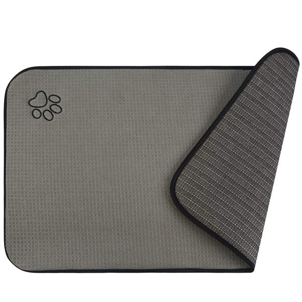 Sinland Microfiber Pet Bowl Mat Dish Drying Mat with Anti-Skid Backing 14.2Inch x 24Inch Grey