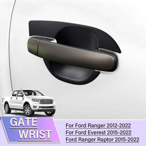 JHCHAN Door Handle Insert Protector Bowl Cover for Ford Ranger 2012-2022 Wildtrak Raptor Limited Stormtrak Wolftrak XL-T XL XLS Matte Black