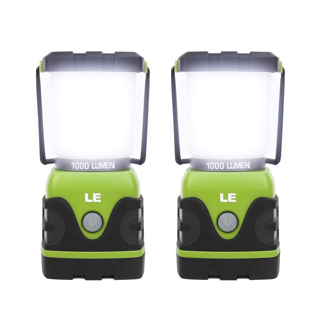 LE LED Camping Lantern, Battery Powered LED with 1000LM, 4 Light Modes, Waterproof Tent Light, Perfect Lantern Flashlight for Hurricane, Emergency, Survival Kits, Hiking, Fishing, Home and More