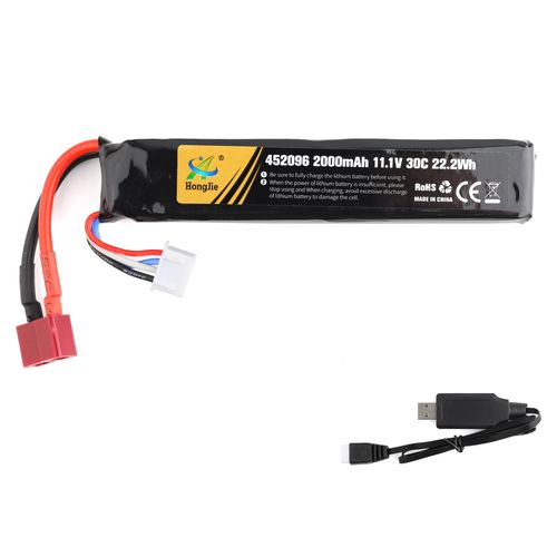 SWARK 11.1V 2000mAh Airsoft Battery 30C Rechargeable LiPo Dean T Plug 452096 for Guns Rifle-3S 452096