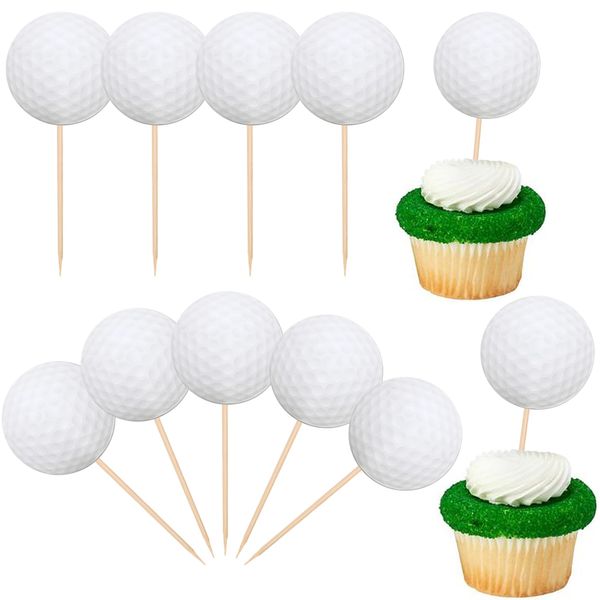 40 PCS Golf Cupcake Toppers Double Sided Sports Ball Golf Players Cupcake Picks for Sports Golf Theme Baby Shower Kids Boys Girls Birthday Party Cake Decorations Supplies