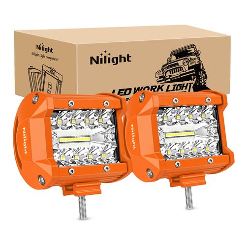 Nilight LED Light Bar 2PC 4Inch 60W Flood Spot Combo Triple Row Driving Lamp Roof Bumper Off Road Work Lights for Van Camper Wagon Car Pickup Golf Cart ATV UTV SUV Truck Boat 4x4