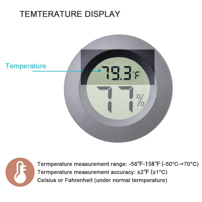 Reptile Thermometer Hygrometer with Double-Sided Tape Mini Reptile  Thermometer and Humidity Gauge Digital Mini Hygrometer Thermometer Indoor  Digital LCD Monitor Indoor Humidity Temperature Gauge 01