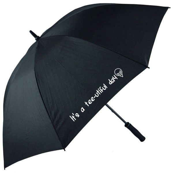It's A Tee-utiful Day Design Navy Blue Golf Umbrella Parasol