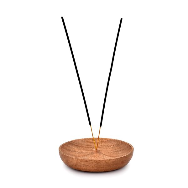 EDHAS Acacia Wood Round Incense Holder and Ash Catcher for Home Décor, Home,Office,Club, Aromatherapy (12.7cm x 12.7cm x 2.54cm)