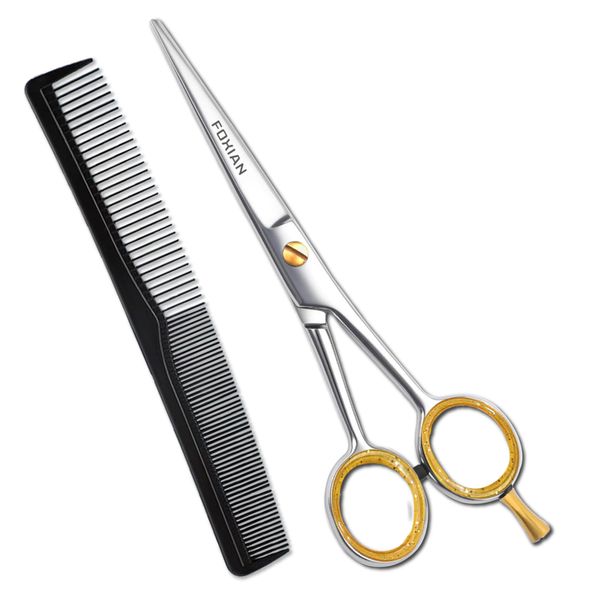 Foxian Hairdressing Scissors Professional Scissors for Barbers & Hairdressers 6" Stainless Steel Hair Cutting Scissors with Comb for Men & Women