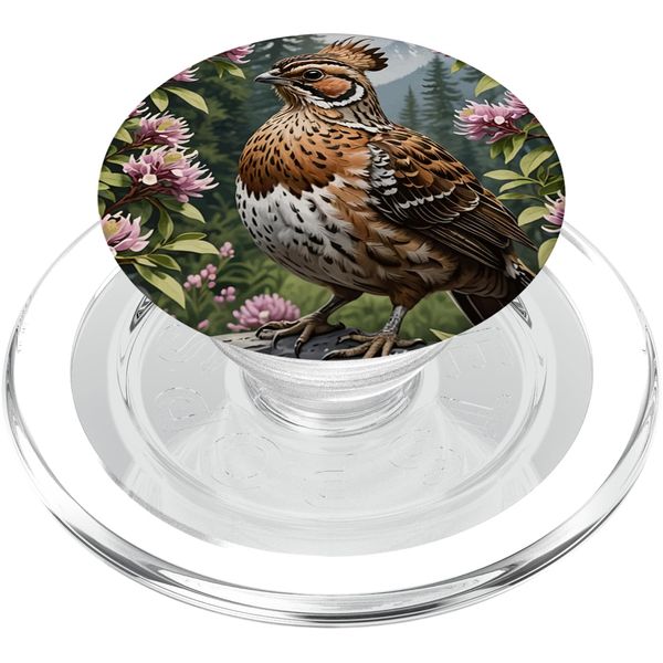 A Ruffed Grouse Surrounded By Mountain Laurel Flowers PopSockets PopGrip for MagSafe