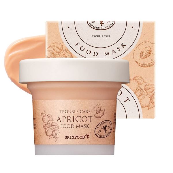 SKINFOOD Mask Apricot Trouble Care 120g - Facial Pore Clearing and Body Skin Soothing - Wash Off Face Masks w/Pink Calamine for Healthy, Clear & Smooth Skin - Shower-Proof Texture (4.23 oz)