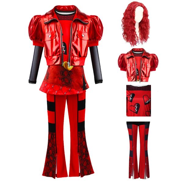 Hewtwerck Red Costume for Girls - Rise Red Costume Includes Heart Shirt Jacket Pants Set Party Dress up for Kids 4-14Y (Red, 11Years-14Years)