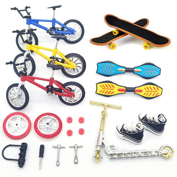 MIKEMENG Tech Deck Scooter Mini Finger Toys Set with Shoes Finger Skateboards Mini Bikes Tiny Swing Board Fingertip Movement Party Favors Replacement Wheels and Tools