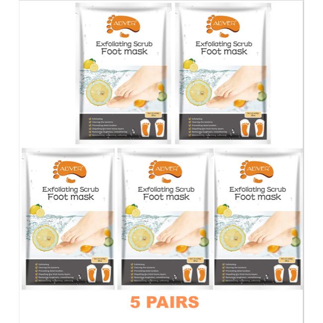 Exfoliating Foot Peel Mask LEMON Soft Feet Remove Dead Skin, 5 PAIRS - Brand NEW