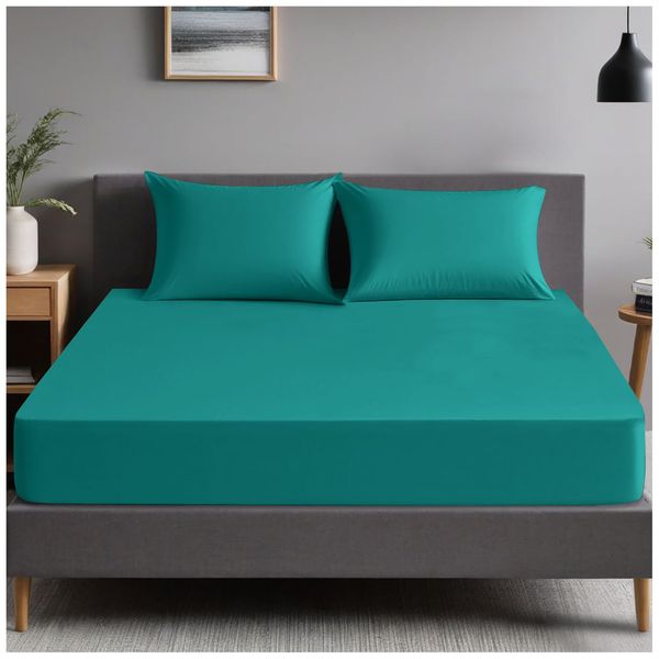 Soft & Cozy Non Iron Percale Sheets, Plain Bedding Bedsheets, Polycotton King Size Bed Sheets, Deep Teal