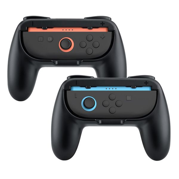 Mcbazel 2-Pack Joy-Con Grips for NS Switch 2, Ergonomic Switch 2 Grip with ABS L/R Trigger Extensions & Quick-Fit Installation (Black)