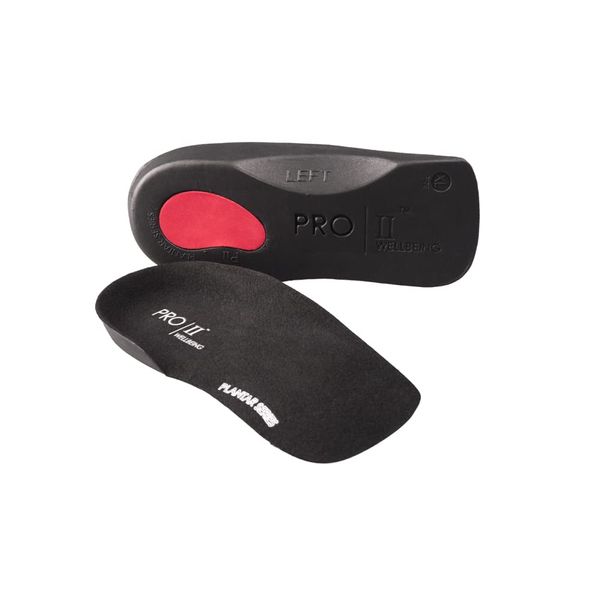 PRO 11 WELLBEING 1 Pair of Slim Fit 3/4 Orthotic Insoles with Heel Pad for Plantar Fasciitis (13/14 UK, Black)