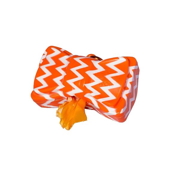 Orange and Cream Zigzags Bowtie Poop Bag Dispenser & Bags