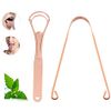2Pcs Copper Tongue Scraper, Tongue Cleaner Set for Adults Kids, Stainless steel Wide Double Blades Oral Tongue Brush Cleaning Scrapping Sweeper for Fresh Breath and Mouth Hygiene Care with Travel Bag
