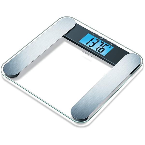 InnoHaus Body Fat Analyzer Scale Bmi Multi-user and Recognition Digital Weight Scale XL LCD Light Display ABF220 Silver