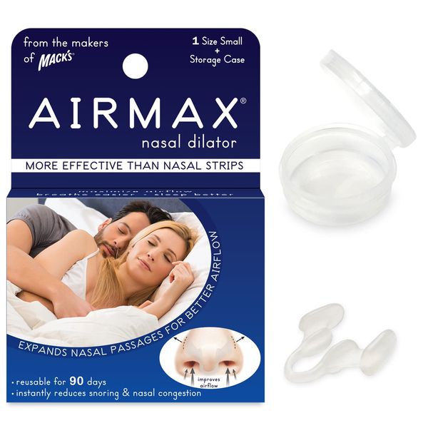 AIRMAX Nasal Dilator for Better Sleep - Natural, Comfortable, Anti Snoring Sleep Aid Solution for Maximum Airflow and Easier Breathing (Small - Clear)