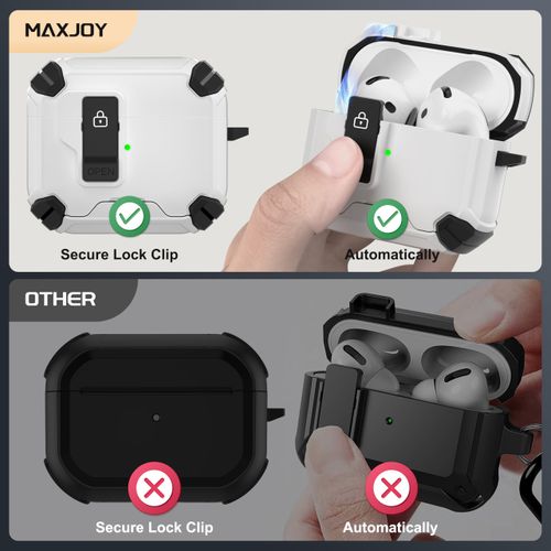 Maxjoy for AirPods 4 Case Cover 2024, AirPods 4th Generation Case with Automatic Lock Compatible with MagSafe Function Gen 4 Bracket Protective Cases Compatible with Apple AirPod 4th Generation, White
