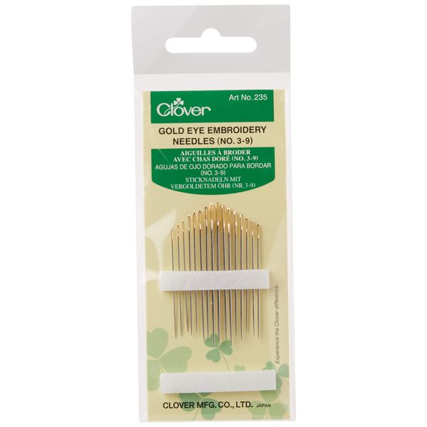 Clover 235 Gold Eye Embroidery Needles No. 3-9, 1