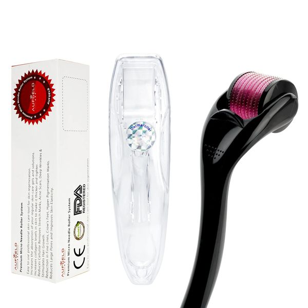 Aufgeld 540 dermaroller 1.5mm con micro-aghi in titanio per la cura della pelle, per le rughe del viso, perdita di capelli, smagliature, ricrescita dei capelli, kit per microneedling