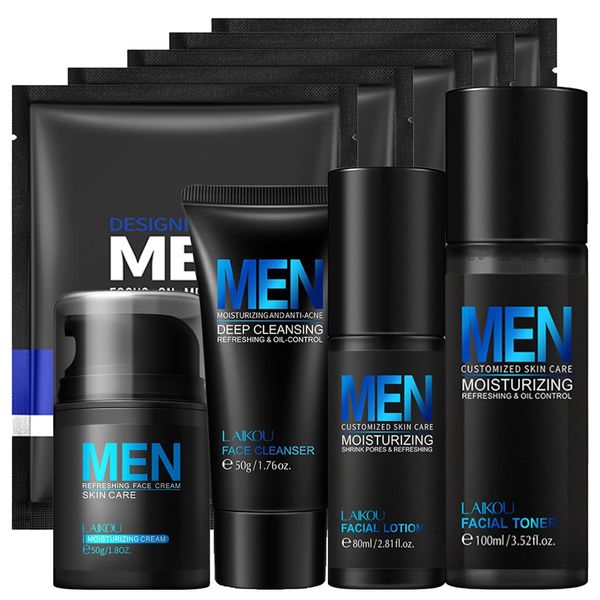 Cool Oil Control Mens Skin Care Kit, Stocking Fillers For Men With Mens Face Wash, Mens Face Moisturizer, Toner, Lotion, Face Mask, Mens Facial Care Kit, Hydrating, Deep Cleansing